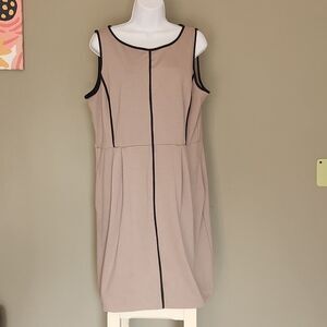 Apt. 9 Tan & Black Classic Sleeveless Dress, XL